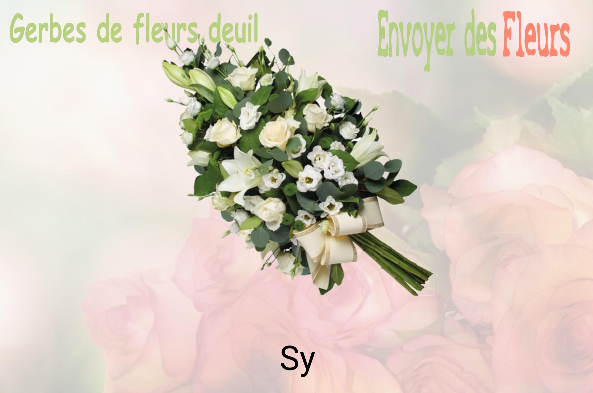 Gerbe de fleurs de deuil livrée à Sy